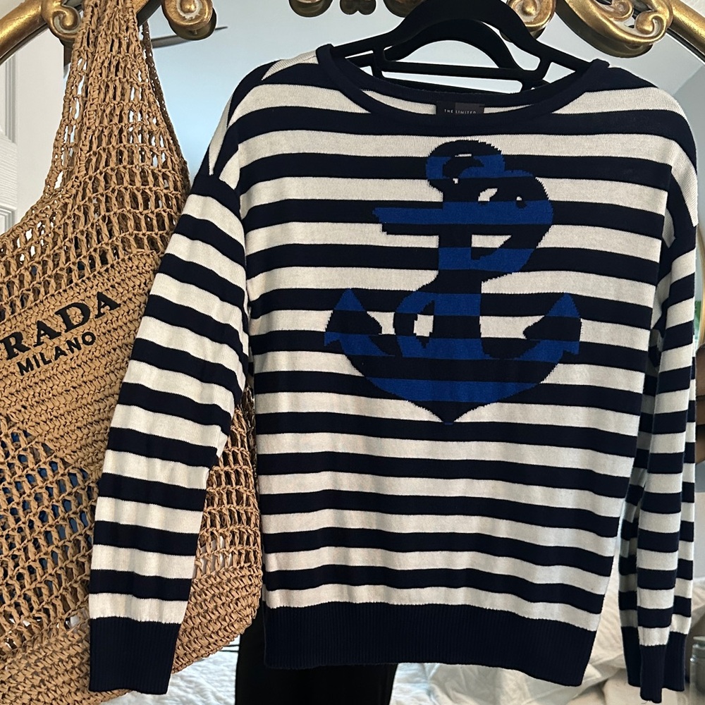 Nautical Striped Sweater - Navy and White